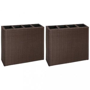 Vyvýšený záhradný kvetináč so 4 kvetináčmi 2 ks polyratan Dekorhome vyobraziť