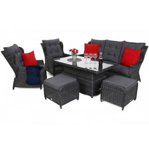 Záhradná zostava 5+1 polyratan / látka vyobraziť