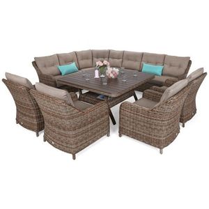 Záhradná sedacia súprava 9 ks GH3465 umelý ratan / látka / sklo vyobraziť