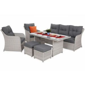 Záhradná sedacia súprava 6 ks umelý ratan / látka / sklo vyobraziť