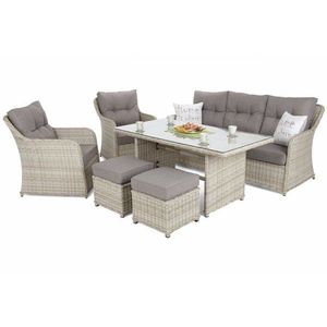 Záhradná sedacia súprava 6 ks umelý ratan / látka / sklo vyobraziť