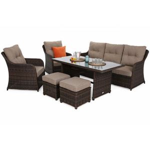 Záhradná sedacia súprava 6 ks umelý ratan / látka / sklo vyobraziť