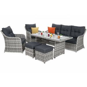 Záhradná sedacia súprava 6 ks umelý ratan / látka / sklo vyobraziť