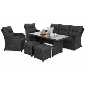 Záhradná sedacia súprava 6 ks umelý ratan / látka / sklo vyobraziť
