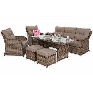 Záhradná sedacia súprava 6 ks umelý ratan / látka / sklo vyobraziť