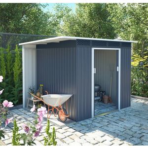 Záhradný domček s prístreškom CH sivá Dekorhome vyobraziť