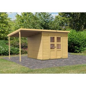 Drevený záhradný domček 415 x 265 cm s prístavkom Dekorhome vyobraziť