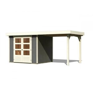 Drevený záhradný domček ASKOLA 4 s prístavkom 240 Lanitplast vyobraziť
