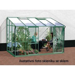 Skleník k stene VITAVIA IDA 6500 polykarbonát zelený Dekorhome vyobraziť