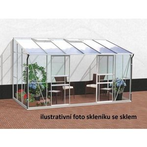 Skleník k stene IDA 7800 polykarbonát strieborný Dekorhome vyobraziť