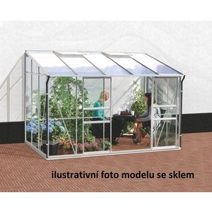 Skleník k stene VITAVIA IDA 6500 polykarbonát strieborný Dekorhome vyobraziť