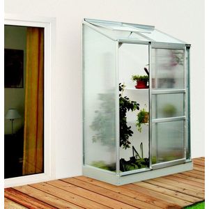 Skleník k stene IDA 900 131x69x184 cm strieborný Dekorhome vyobraziť