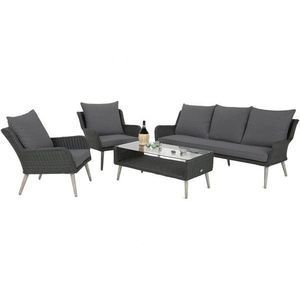 Záhradná sedacia súprava 4 ks umelý ratan / látka / sklo vyobraziť