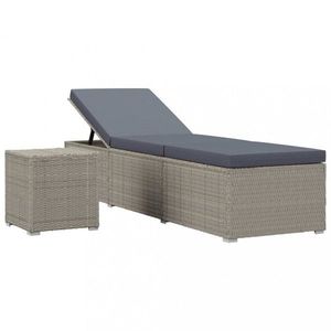 Záhradné lehátko so stolíkom polyratan / látka Dekorhome vyobraziť