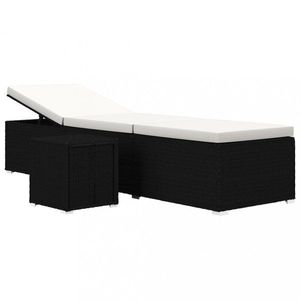 Záhradné lehátko so stolíkom polyratan / látka Dekorhome vyobraziť