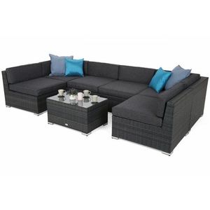 Záhradná sedacia súprava polyratan / látka / sklo vyobraziť