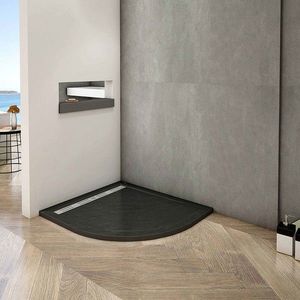 H K - BLACK STAR sprchová vanička z liateho mramoru, štvrťkruh, 90x90x3 cm SE-BLACKSTAR99RSET vyobraziť