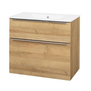 Mereo Mailo, kúpeľňová skrinka s keramickým umývadlom 81 cm, dub Riviera, chróm madlo CN521 vyobraziť