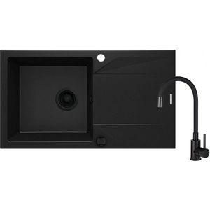 DEANTE DEANTE - Evora čierna - Granitový drez vrátane batérie, 1 - bowl s odkvapkávačom ZQJJN113 vyobraziť