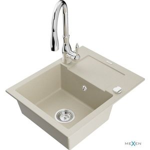 MEXEN/S MEXEN/S - Enzo granitový drez 1 s odkvapkávačom vrátane batérie Savita, béžová 6506-69-672601-00 vyobraziť