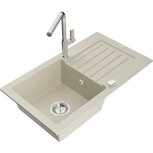 MEXEN/S MEXEN/S - Pablo granitový drez 1 s odkvapkávačom vrátane batérie Flora, béžová 6510-69-670401-00 vyobraziť