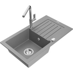 MEXEN/S MEXEN/S - Pablo granitový drez 1 s odkvapkávačom vrátane batérie Flora, šedá 6510-71-670401-00 vyobraziť