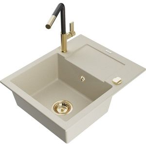 MEXEN/S MEXEN/S - Enzo granitový drez 1-miska s odkvapkávačom vrátane batérie Flora, béžová 6506-69-670401-57-G vyobraziť