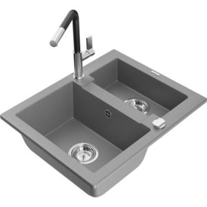 MEXEN/S MEXEN/S - Carlos granitový drez 1.5 vrátane batérie Flora, šedá 6518-71-670401-07 vyobraziť