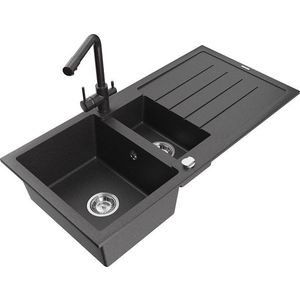 MEXEN/S MEXEN/S - Andres granitový drez s odkvapkávačom vrátane batérie Duero, čierna nakrápiany 6515-76-671600-76 vyobraziť