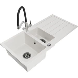 MEXEN/S MEXEN/S - Andres granitový drez s odkvapkávačom vrátane batérie Duo, biela 6515-20-671701-07-B vyobraziť