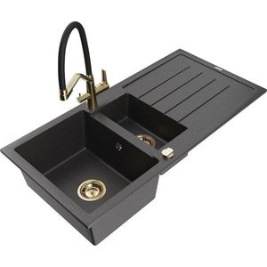 MEXEN/S MEXEN/S - Andres granitový drez s odkvapkávačom vrátane batérie Duo, čierna nakrápiany 6515-76-671701-57-G vyobraziť