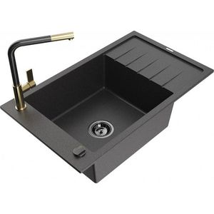 MEXEN/S MEXEN/S - Elias granitový drez 1-miska s odkvapkávačom vrátane batérie Flora, čierna kropenatá 6511-76-670401-75-B vyobraziť