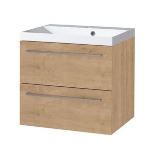 Mereo Bino, kúpeľňová skrinka s umývadlom z liateho mramoru 61 cm, dub Arlington CN620M vyobraziť