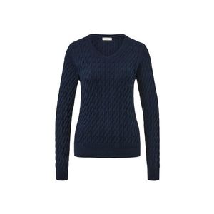 Pletený pulóver s vrkočovým vzorom, tmavomodrý vyobraziť