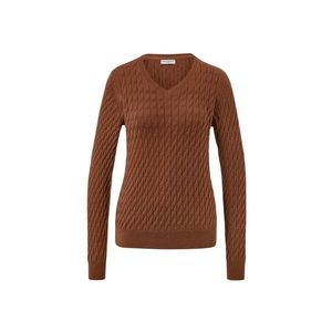 Pletený pulóver s vrkočovým vzorom, koňakový vyobraziť