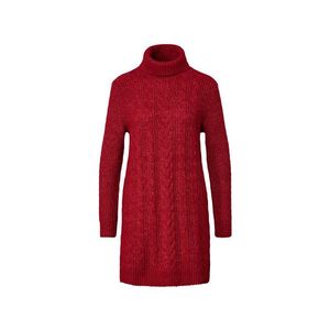 Dlhý pletený pulóver s vrkočovým vzorom, červený vyobraziť