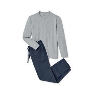 Pánske pyžamo s flanelovými nohavicami, sivé a tmavomodré vyobraziť