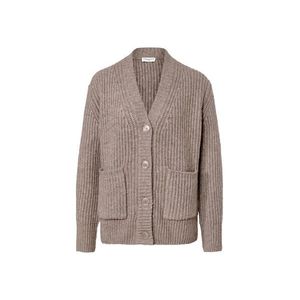 Rebrovaný kardigán z hrubej pleteniny, hnedosivý vyobraziť
