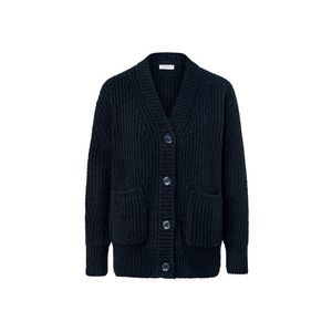 Rebrovaný kardigán z hrubej pleteniny, tmavomodrý vyobraziť
