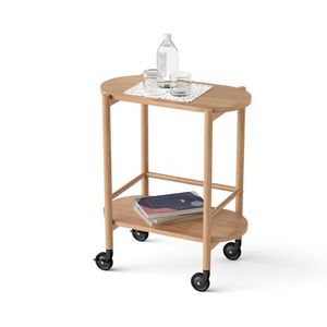 Barový vozík z masívneho dreva s 2 úrovňami vyobraziť