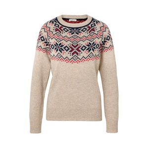 Pletený pulóver s nórskym vzorom, krémový vyobraziť