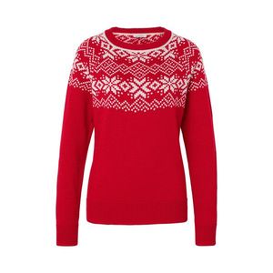Pletený pulóver s nórskym vzorom, červený vyobraziť