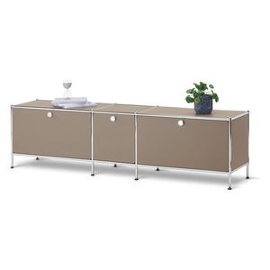 Nízky kovový stolík »CN3« s 3 výklopnými priečinkami, hnedosivý vyobraziť