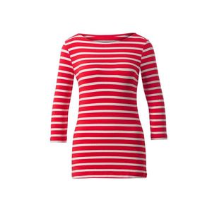 Prúžkované tričko s trojštvrťovými rukávmi, červené prúžky vyobraziť