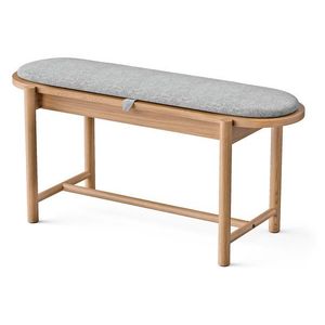 Lavica z masívneho dreva s čalúnením a úložným priestorom vyobraziť