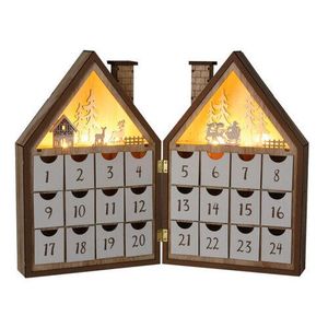 LED Drevený adventný kalendár Vianočný dom, 8x LED, 19 cm, 2x AAA vyobraziť