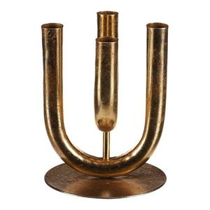 Kovový svietnik 4 ramen. na kónické sviečky, zlatá, 14 x 14 x 18 cm vyobraziť