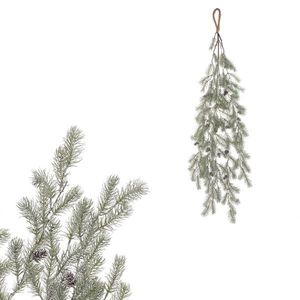 Umelá previsnutá smreková vetva so šiškami, 100 cm, srienistá vyobraziť