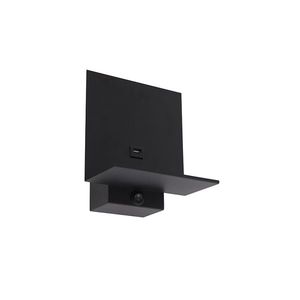 Moderná nástenná lampa čierna vrátane USB pripojenia - Flero vyobraziť