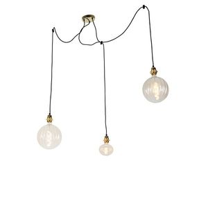 Závesné svietidlo zlaté 3-svetlo vrátane LED jantárové stmievateľné - Cava Luxe vyobraziť